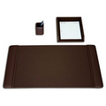 Chocolate Brown 3 Piece Classic Top Grain Leather Desk Set